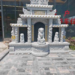 通辽芝麻白中国黑石材套墓 花岗岩墓碑